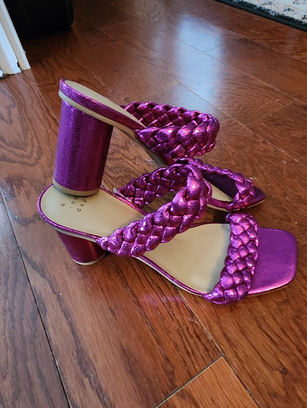A New Day Basil Metallic Pink Block Heels